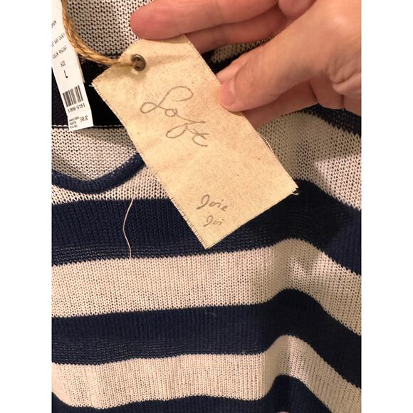 Joie Soft Erickson Coastal Nautical Sea Striped Lightweight Hoodie Navy White, L - Picture 4 of 9